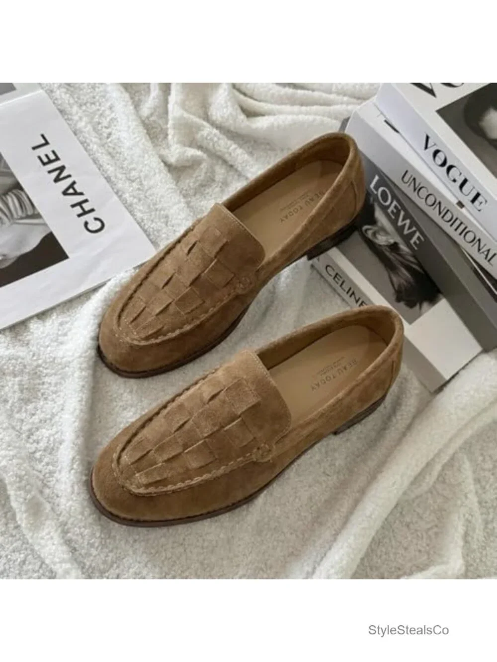 Genuine Cow Suede Woven Loafers Slip On Comfortable Mocc Casual Dressy Walking